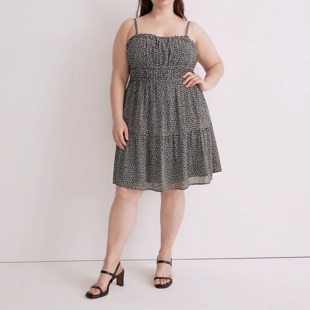 MADEWELL Sophia Tiered Sundress - Micro Daisy True Black